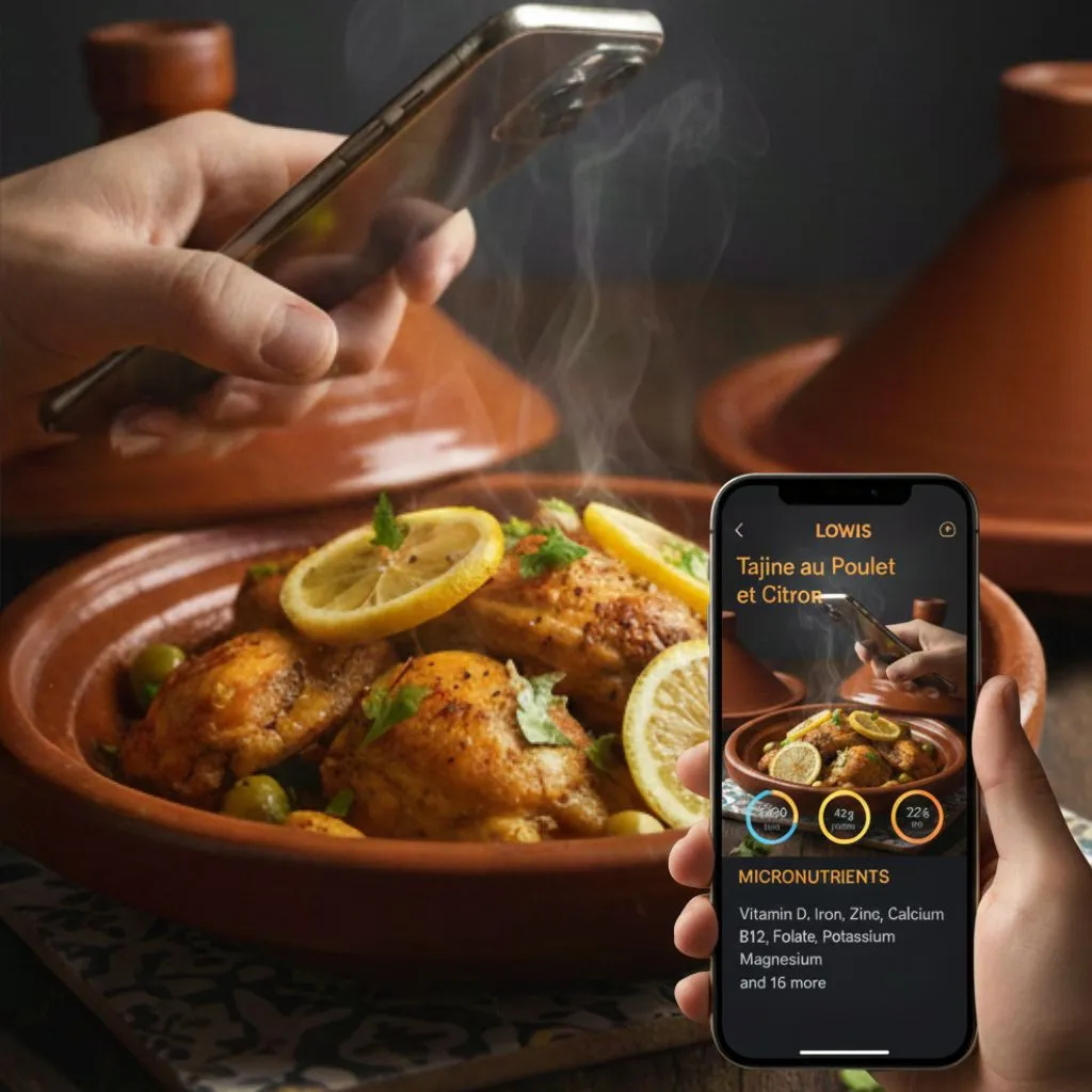 Escaneo inteligente de alimentos - Tajine de pollo con macros y micronutrientes